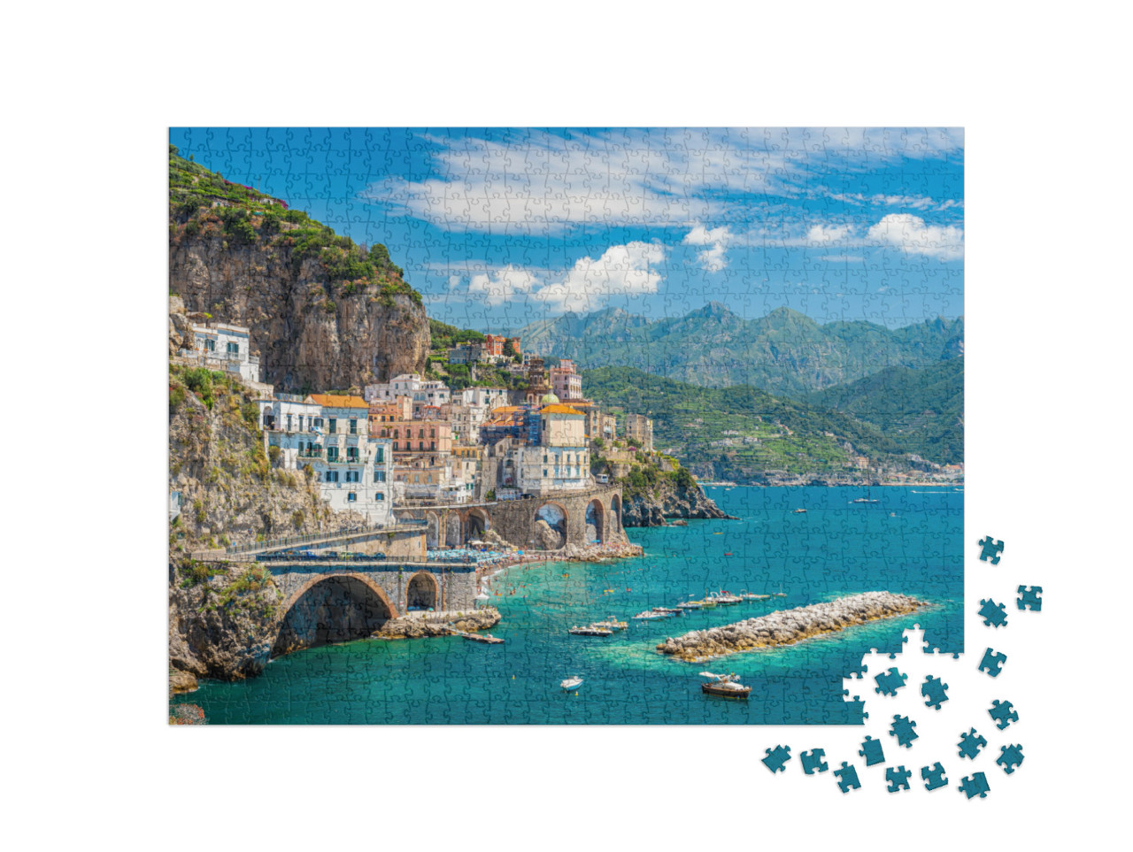 Landscape with Atrani Town At Famous Amalfi Coast, Italy... Jigsaw Puzzle with 1000 pieces