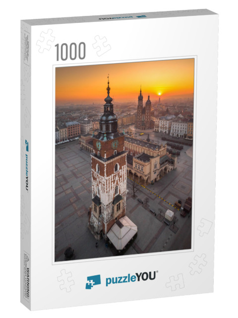 Aerial View of the Market Square in Cracow in Sunrise Tim... Jigsaw Puzzle with 1000 pieces