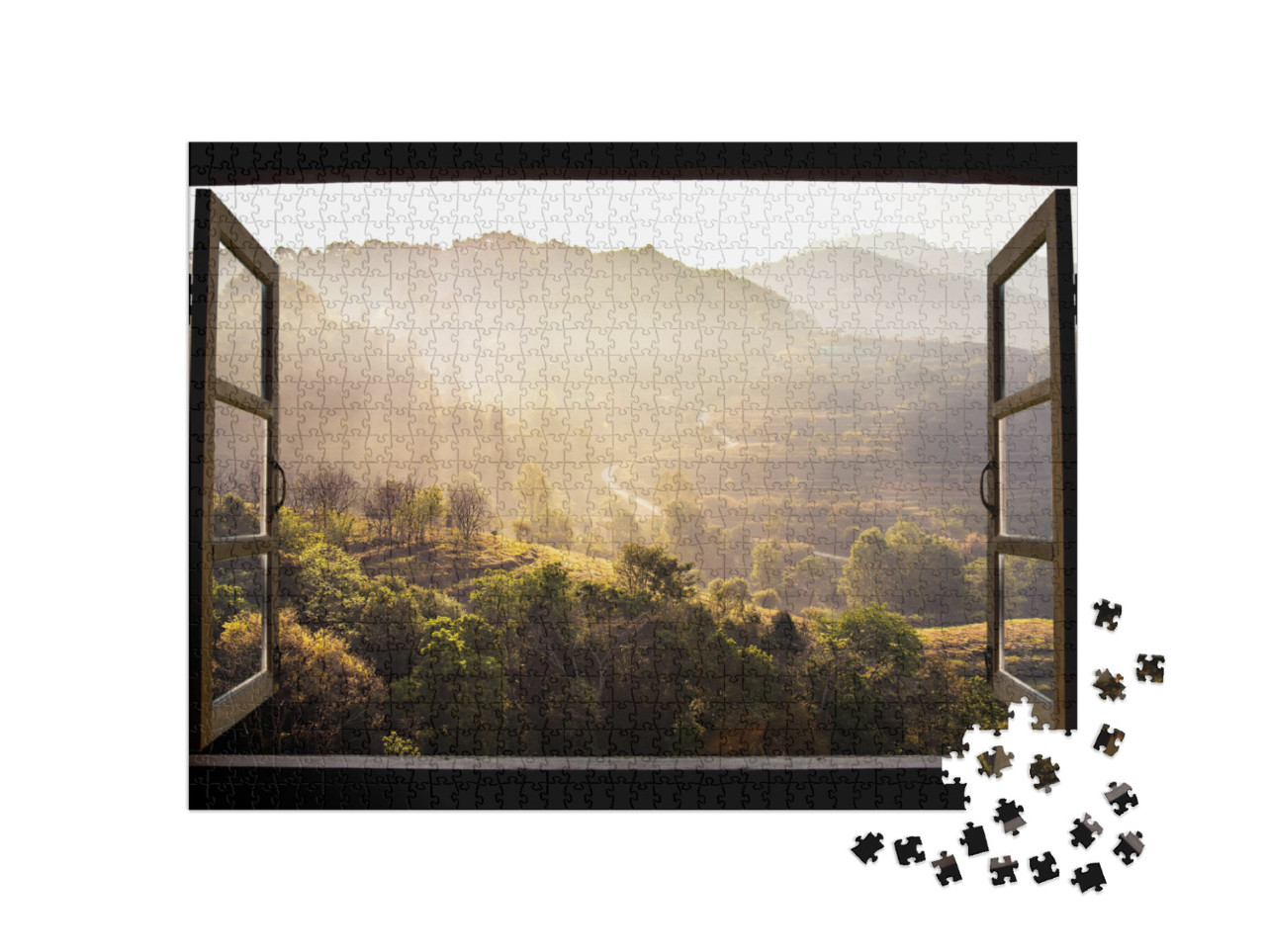 Landscape Nature View Background. View from Window At a W... Jigsaw Puzzle with 1000 pieces