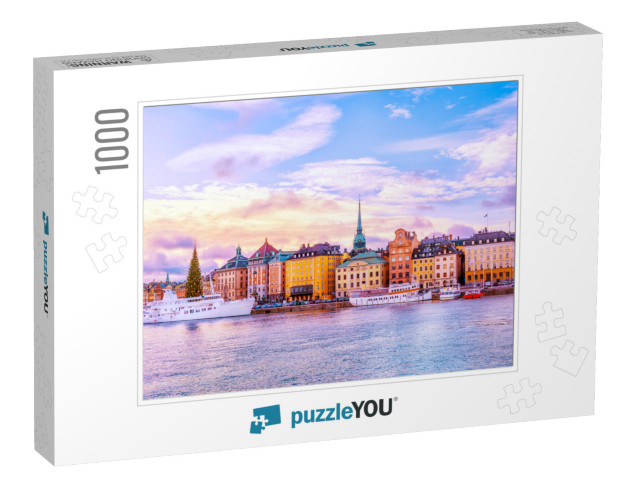 Panorama of Gamla Stan, Old Town in Stockholm, the Capita... Jigsaw Puzzle with 1000 pieces