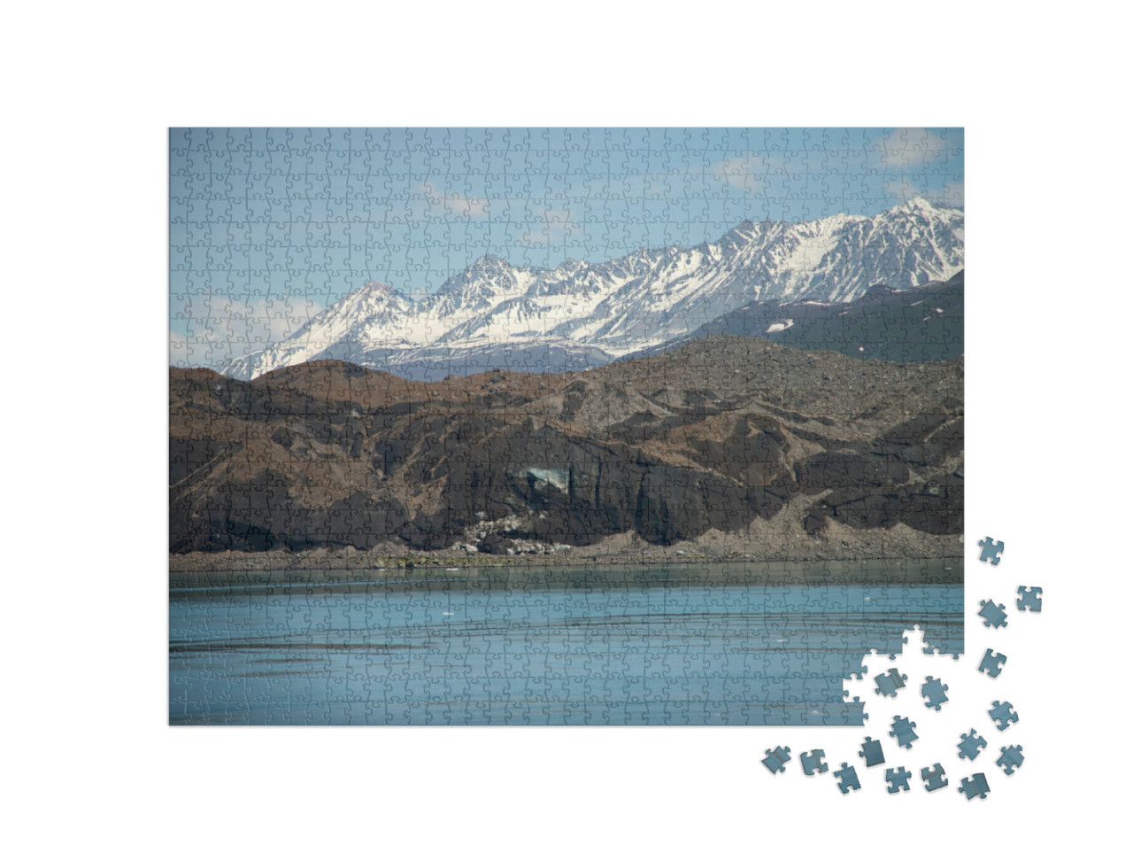 View of Dirt Covered Glacier with Mountains in the Backgr... Jigsaw Puzzle with 1000 pieces