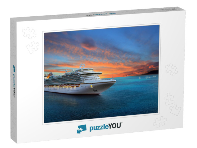 Luxury Cruise Ship Sailing to Port on Sunrise... Jigsaw Puzzle