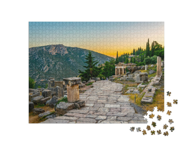 Sunset View of Athenian Treasury At the Ancient Delphi Si... Jigsaw Puzzle with 1000 pieces