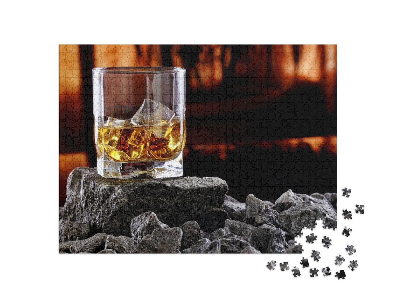 Glass of Whiskey & Ice. Creative Photo Glass of Whiskey o... Jigsaw Puzzle with 1000 pieces