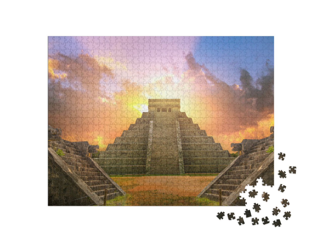 Mexico, Chichen Itza, Yucatan. Mayan Pyramid of Kukulcan... Jigsaw Puzzle with 1000 pieces