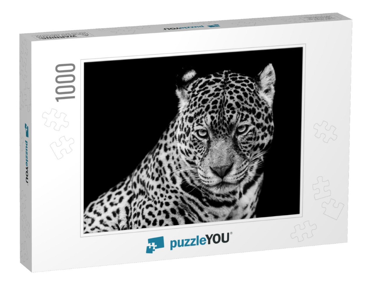 Jaguar with a Black Background in B&W... Jigsaw Puzzle with 1000 pieces