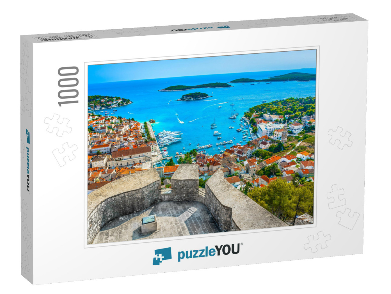 Aerial View At Amazing Archipelago in Front of Town Hvar... Jigsaw Puzzle with 1000 pieces