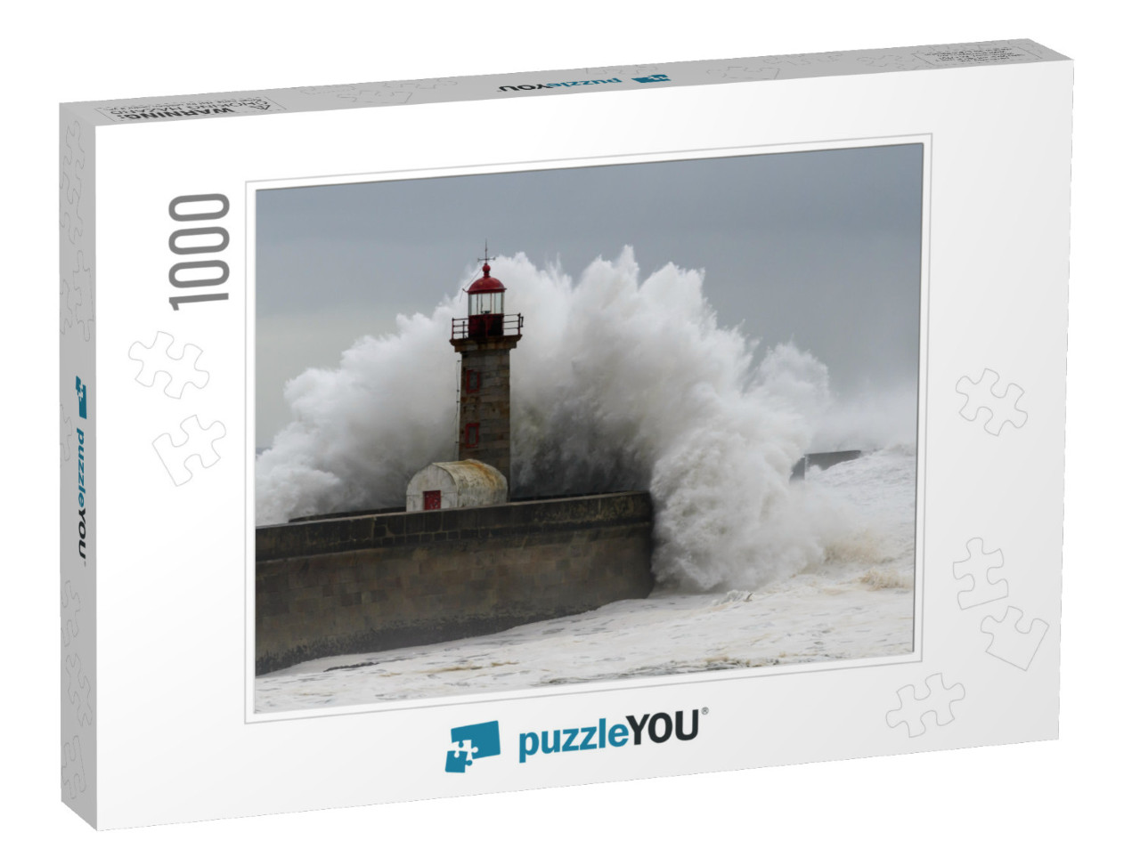 Waves Crashing Over a Lighthouse... Jigsaw Puzzle with 1000 pieces