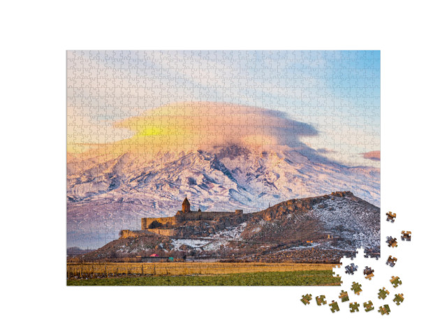 Mount Ararat in Armenia. Sunrise Over Ararat in Armenia w... Jigsaw Puzzle with 1000 pieces