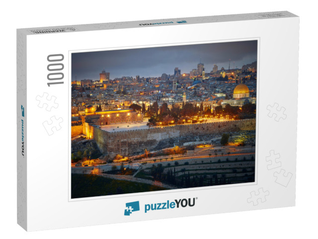 Evening View to Jerusalem Old City. Israel... Jigsaw Puzzle with 1000 pieces