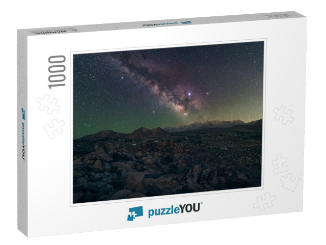 Joshua Tree National Park Galaxy Sky Night Beautiful Epic... Jigsaw Puzzle with 1000 pieces