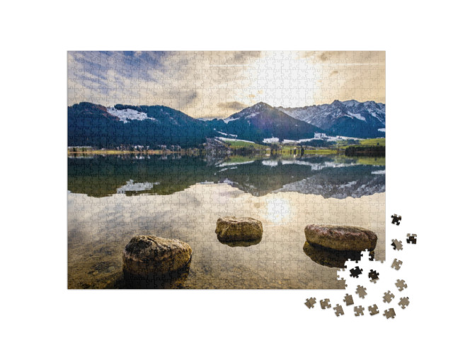 Walchsee Lake in Austria At the Wilder & Zahmer Kaiser... Jigsaw Puzzle with 1000 pieces