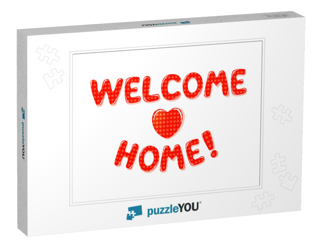 Welcome Home Text with Red Polka Dot Design... Jigsaw Puzzle