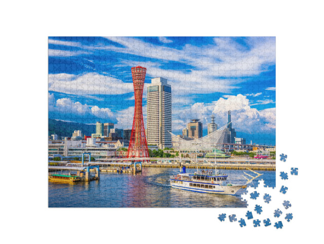 Kobe, Japan Skyline At the Port & Tower... Jigsaw Puzzle with 1000 pieces