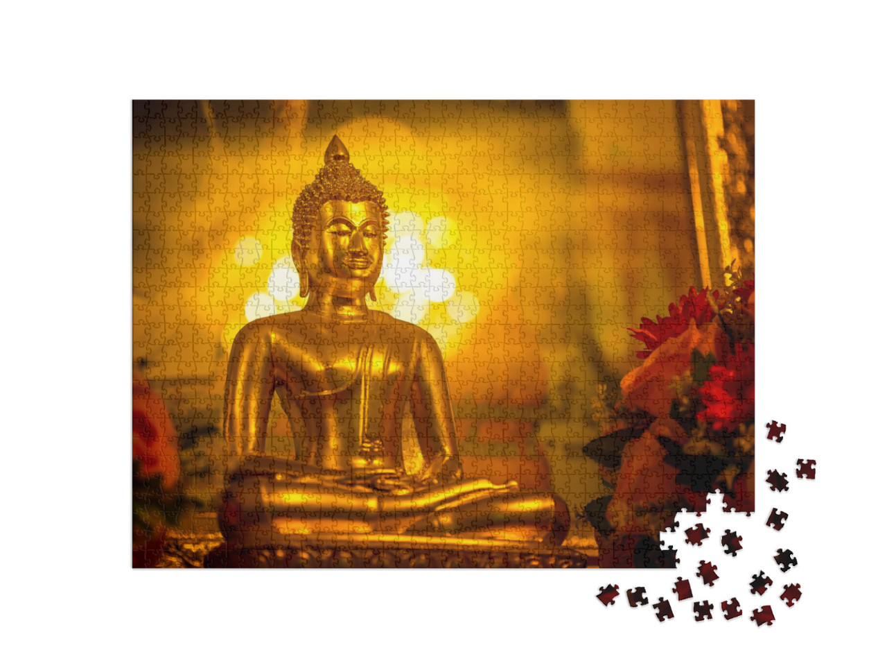 Yellow-Gold Buddha & Golden Orange Background Make the Bu... Jigsaw Puzzle with 1000 pieces