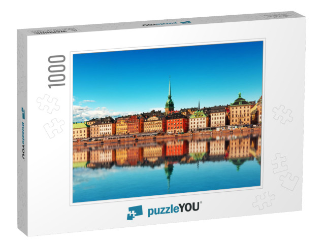 Scenic Summer Panorama of the Old Town Gamla Stan Pier Ar... Jigsaw Puzzle with 1000 pieces