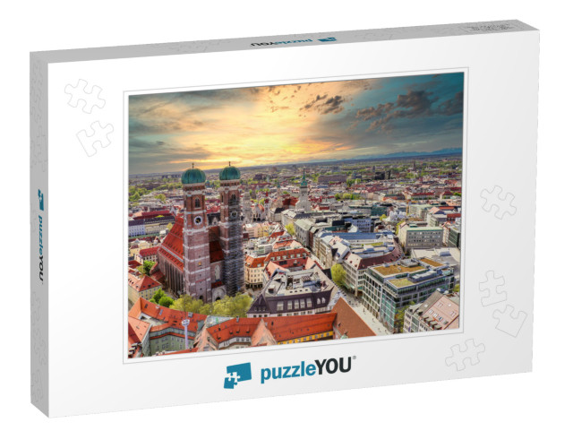 Munich Sunset Aerial View, Bavaria - Germany... Jigsaw Puzzle