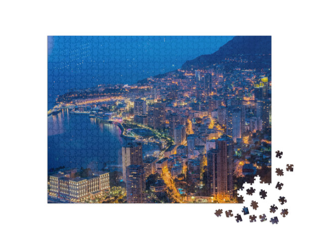 Night View of Monaco from Mountain... Jigsaw Puzzle with 1000 pieces