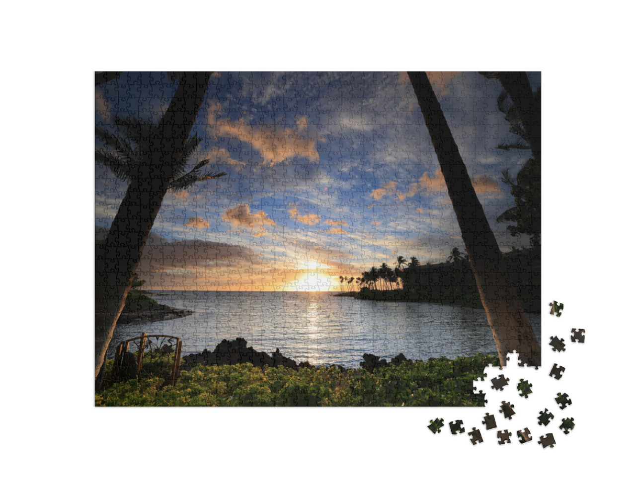 Beautiful Sunset on the Big Island, Kohala Coast, Waikolo... Jigsaw Puzzle with 1000 pieces