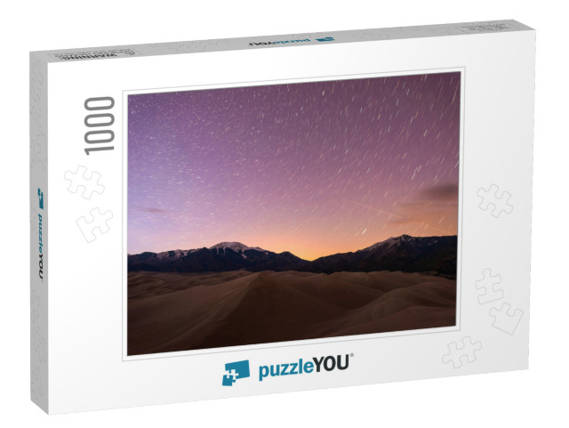 Starry Night At Great Sand Dunes - Star Trails of Spring... Jigsaw Puzzle with 1000 pieces