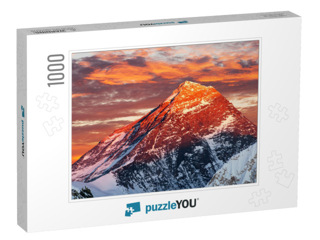 Evening Colored View of Mount Everest from Gokyo Ri, Khum... Jigsaw Puzzle with 1000 pieces