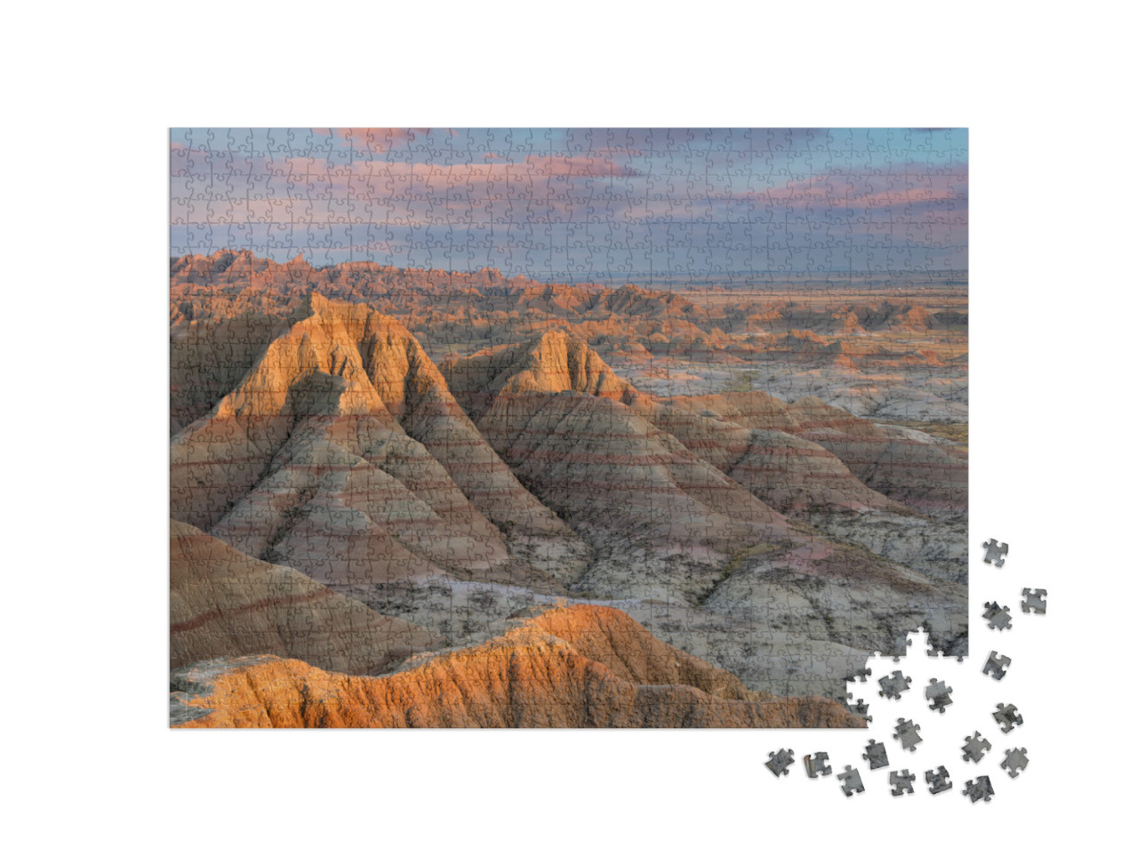 Sunset Over the Badlands from Panorama Point At Badlands... Jigsaw Puzzle with 1000 pieces