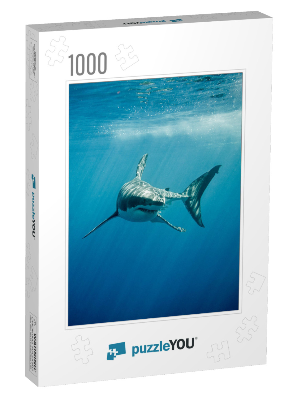 Great White Shark with Its Main Four Fins Swimming Under... Jigsaw Puzzle with 1000 pieces