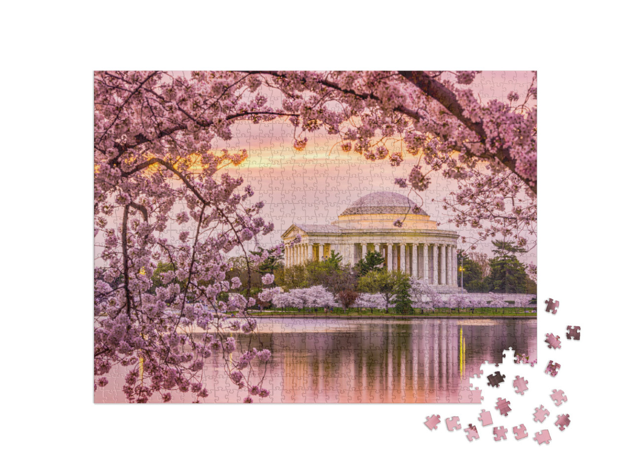 Washington, Dc At the Tidal Basin & Jefferson Memorial Du... Jigsaw Puzzle with 1000 pieces