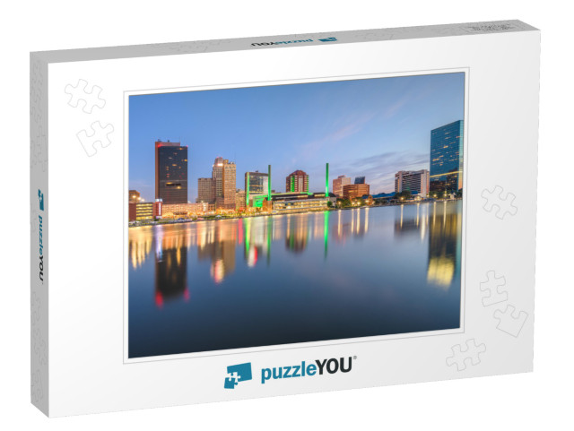 Toledo, Ohio, USA Downtown Skyline on the Maumee River At... Jigsaw Puzzle