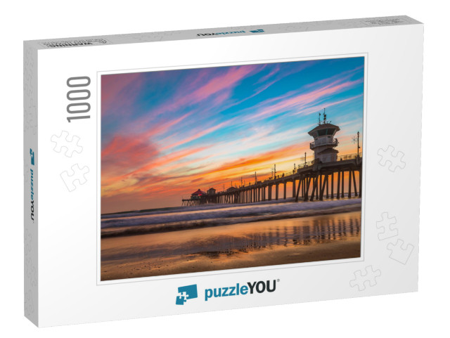 Incredible Colors of Sunset by Huntington Beach Pier, in... Jigsaw Puzzle with 1000 pieces