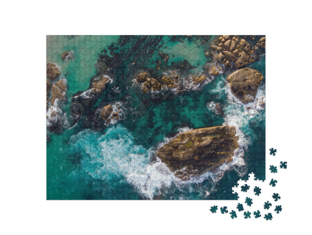 Aerial View of Rocky Coastline, Greens Pool Beach, Crysta... Jigsaw Puzzle with 1000 pieces