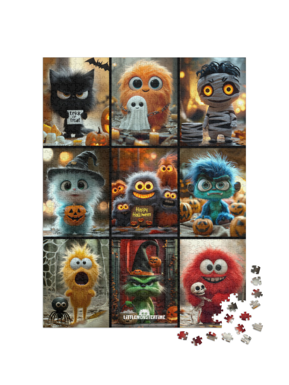 LITTLEMONSTERTIME: Halloween Collage Jigsaw Puzzle with 1000 pieces