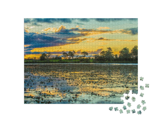 Colorful Sunset in Pantanal, Brazil... Jigsaw Puzzle with 1000 pieces