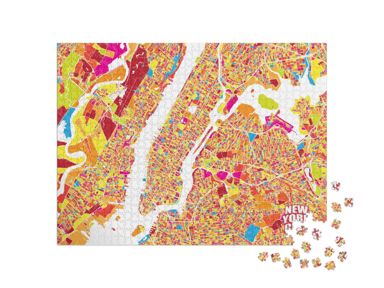 Colorful Vector Map of New York City. Very Detailed Versi... Jigsaw Puzzle with 1000 pieces