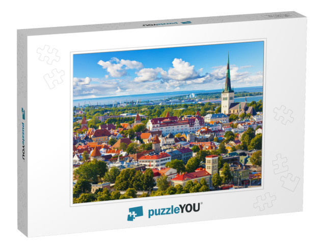 Scenic Summer Aerial Panorama of the Old Town in Tallinn... Jigsaw Puzzle