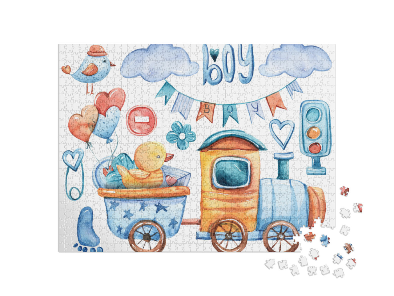 Watercolor R Kids Collection. Its a Boy Set. Cute C... Jigsaw Puzzle with 1000 pieces