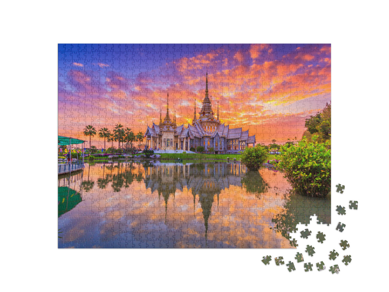 Landmark Wat Thai, Sunset in Temple At Wat None Kum in Na... Jigsaw Puzzle with 1000 pieces