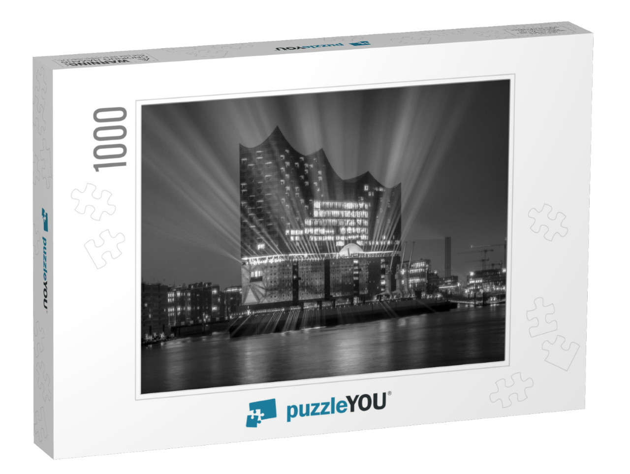 Panorama of the Harbor of Hamburg At Night... Jigsaw Puzzle with 1000 pieces