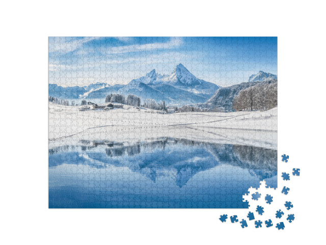 Panoramic View of Beautiful White Winter Wonderland Scene... Jigsaw Puzzle with 1000 pieces