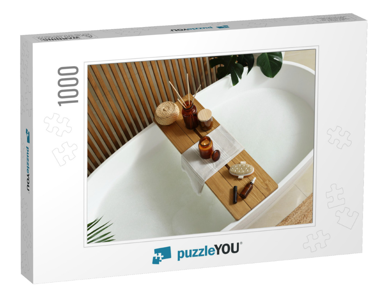 Wooden Bath Tray with Open Book, Candle & Body Care Produ... Jigsaw Puzzle with 1000 pieces