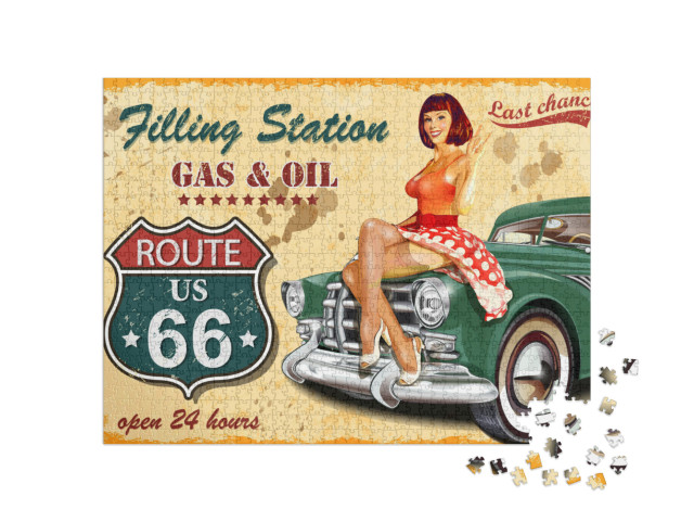 Filling Station Retro Banner... Jigsaw Puzzle with 1000 pieces