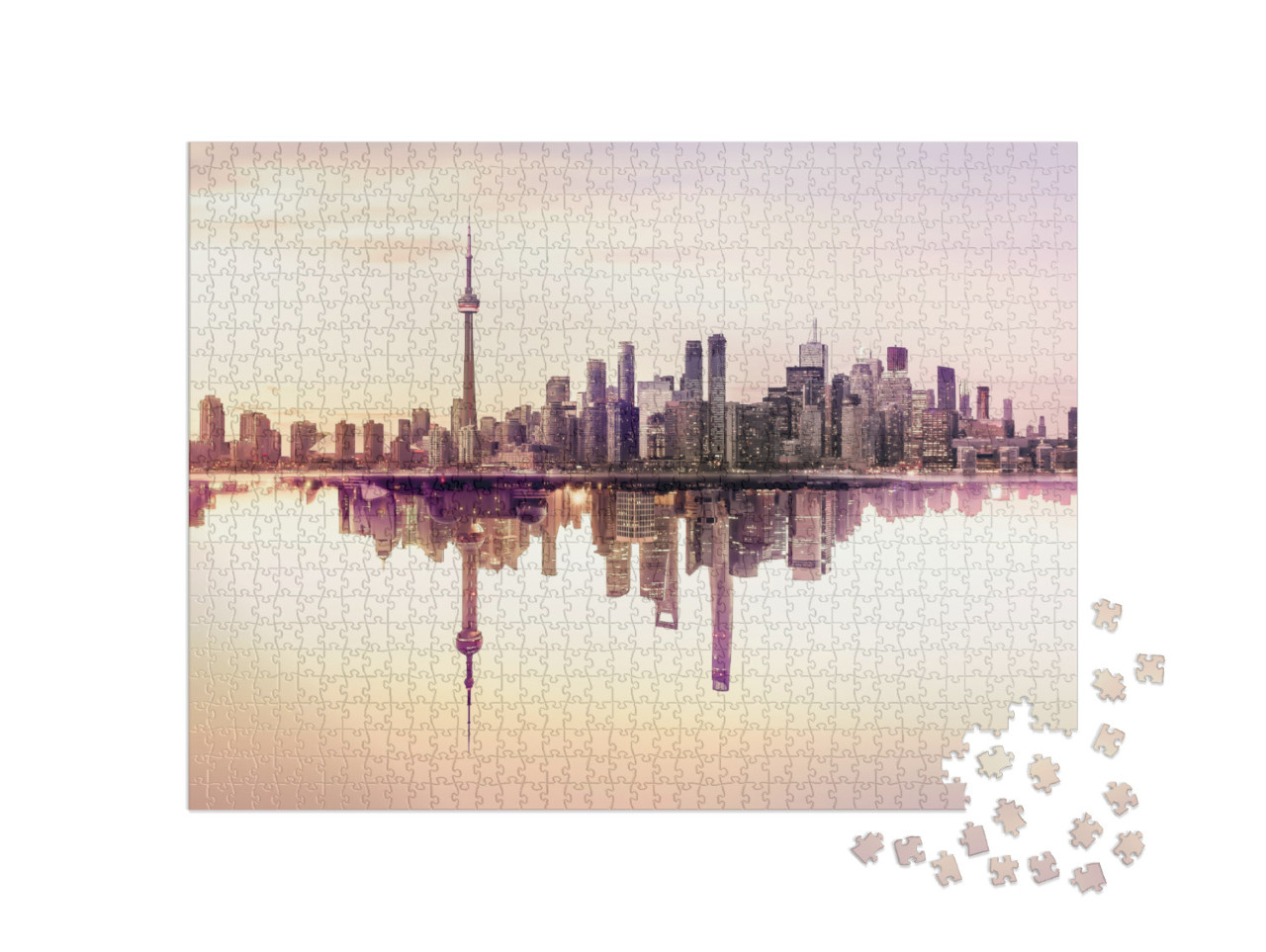 Photo Montage of Toronto & Shanghai Skylines... Jigsaw Puzzle with 1000 pieces