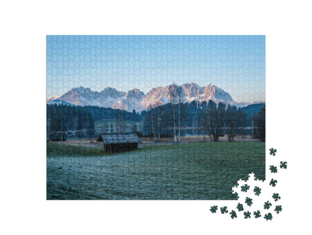 Lake Schwarzsee Backing Onto Wilder Kaiser... Jigsaw Puzzle with 1000 pieces