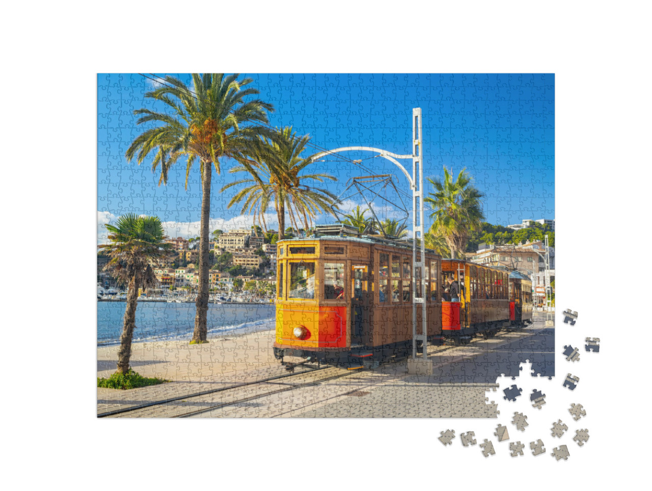 The Famous Orange Tram Runs from Soller to Port De Soller... Jigsaw Puzzle with 1000 pieces