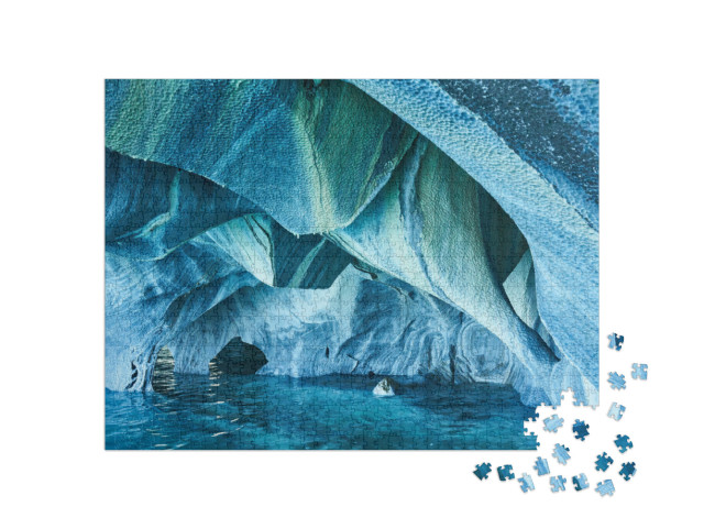 The Marble Caves of Patagonia, Chile. Turquoise Colors &... Jigsaw Puzzle with 1000 pieces