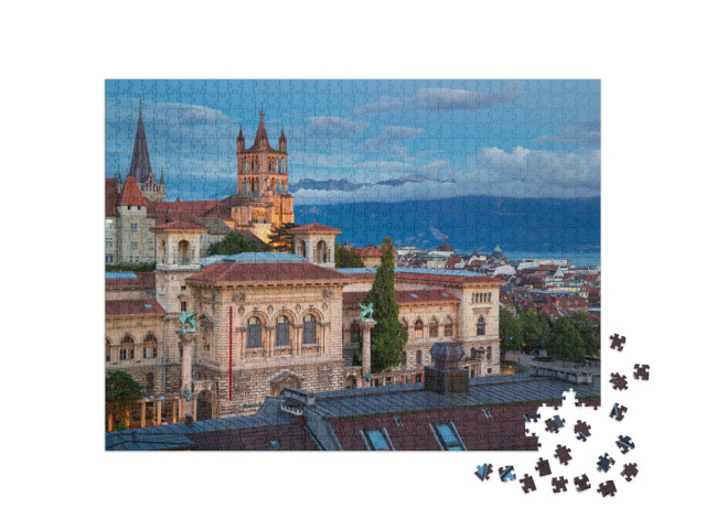 City of Lausanne. Cityscape Image of Downtown Lausanne, S... Jigsaw Puzzle with 1000 pieces