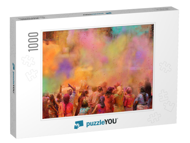 People Celebrating the Holi Festival of Colors in Nepal o... Jigsaw Puzzle with 1000 pieces