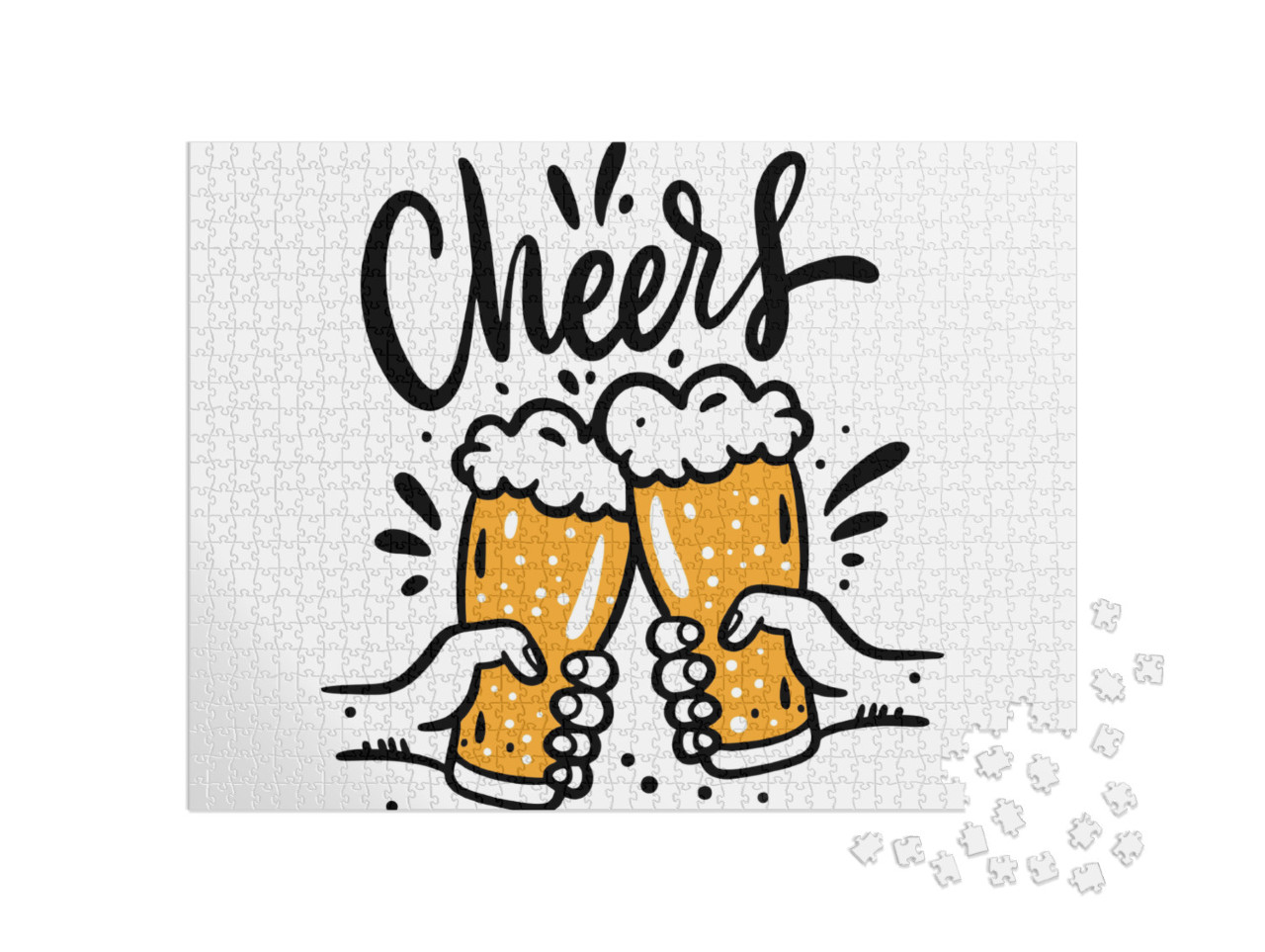 Beer Glasses Mug Hand Drawn Vector Illustration. Cheers L... Jigsaw Puzzle with 1000 pieces