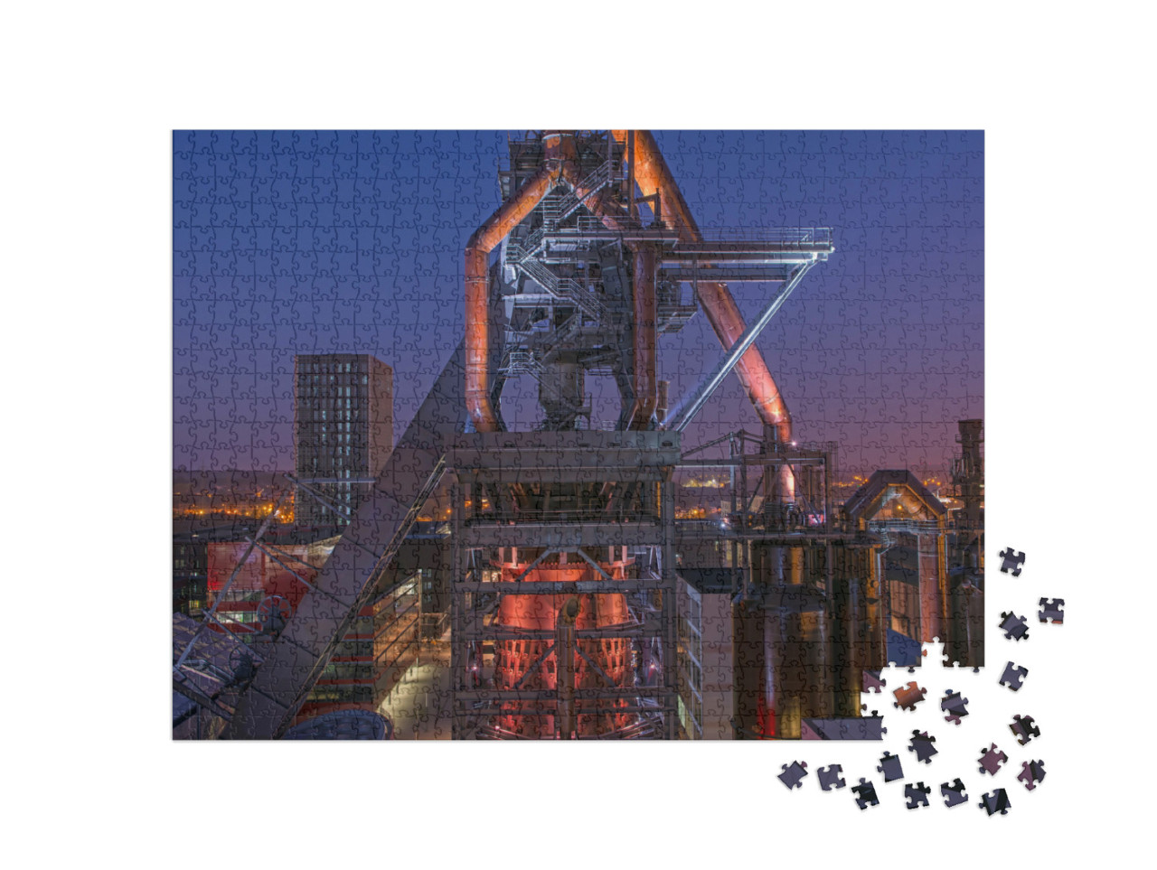 Luxembourg Esch Belval Furnace Office Building Night View... Jigsaw Puzzle with 1000 pieces