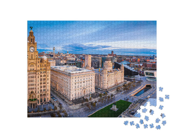 Aerial View of the City of Liverpool in United Kingdom... Jigsaw Puzzle with 1000 pieces